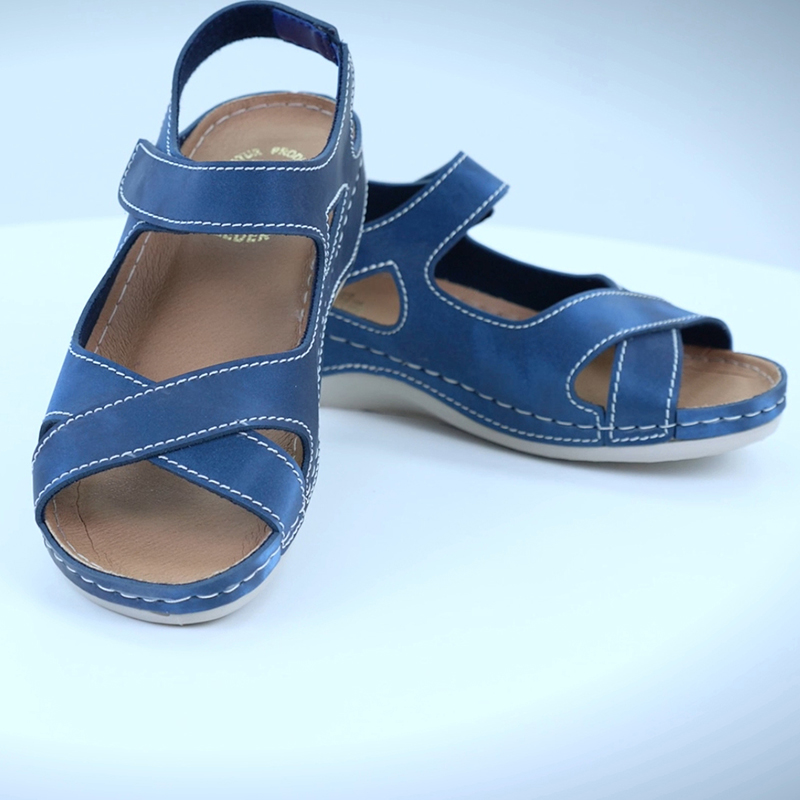 Летняя женская обувь "Босоножки Эвита синие" - телемагазин Твоя Пара