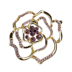 Брошь Роза Любви розовые камни