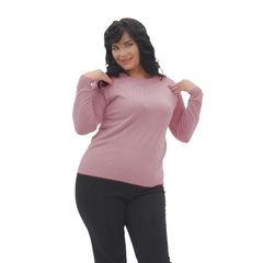 Колекція джемперів Марієль, пудровий, круглий виріз горловини, Колір: Пудровий , Дизайн: Круглий виріз горловини, Розмір: 48