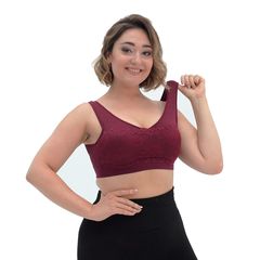 Топ Ажур Бра безшовна спідня білизна, бордова, Колір: Бордовий, Розмір: 2XL