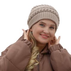 Шапка Гретта, светло-коричневая, Цвет: Светло-коричневый 