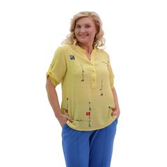 Блуза Гарсія, орнамент, жовта, Колір: Жовтий, Дизайн: Орнамент , Розмір: 46