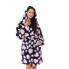 Халат Сусанна, на запах, синій (серця), Колір: Синій (серця) , Дизайн: На запах , Розмір: 40-42