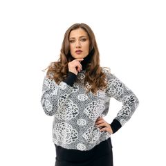 Джемпер Ксения, узор черный, Дизайн: Узор черный , Размер: 50