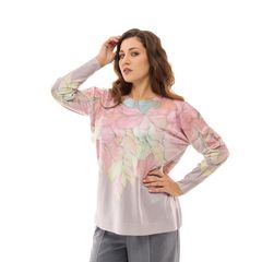 Джемпер Аліса, фіалки, блакитний, Колір:  Блакитний, Дизайн: Фіалки , Розмір: 46