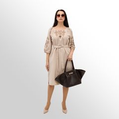 Платье Роксолана миди, бежевое, Цвет: Бежевый , Размер: 48