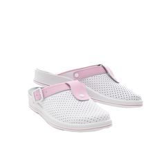 Сабо Симона, белые с розовым декором, Цвет: Белые с розовым декором, Размер: 35