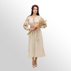 Платье Роксолана макси, бежевое, Цвет: Бежевый , Размер: S