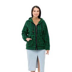 Пальто Шарман, гусиная лапка, укороченное, зеленое, Цвет: Зеленый, Размер: 48