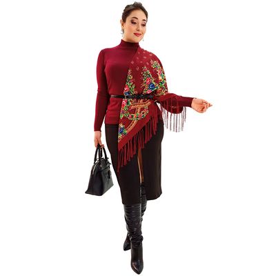 Хустка Мальва, бордова, Колір: Бордовий, зображення 3