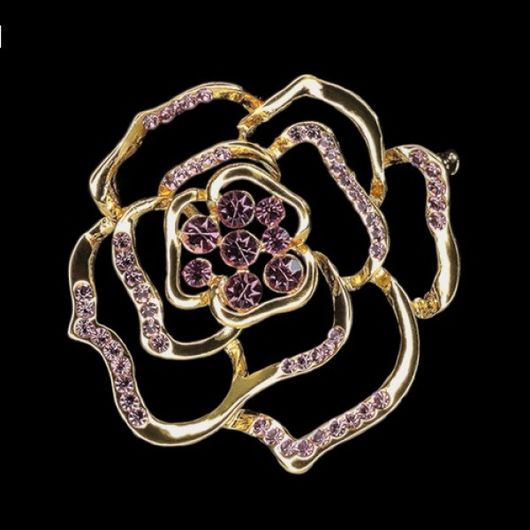 Брошка Троянда Любові рожеві камені, зображення 2