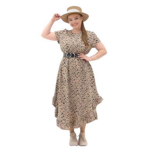 Платье Роберта бежевый леопард, Цвет: Бежевый леопард , Размер: 50, изображение 2