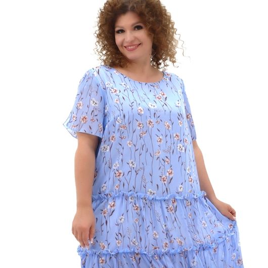 Платье Эмануэлла Голубое, Цвет: Голубой , Размер: 52, изображение 3