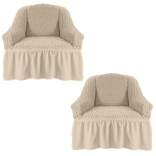 Чохли для меблів СофаКейп Молочний, Колір: Молочний , Розмір: На кутовий диван та 1 крісло, зображення 2