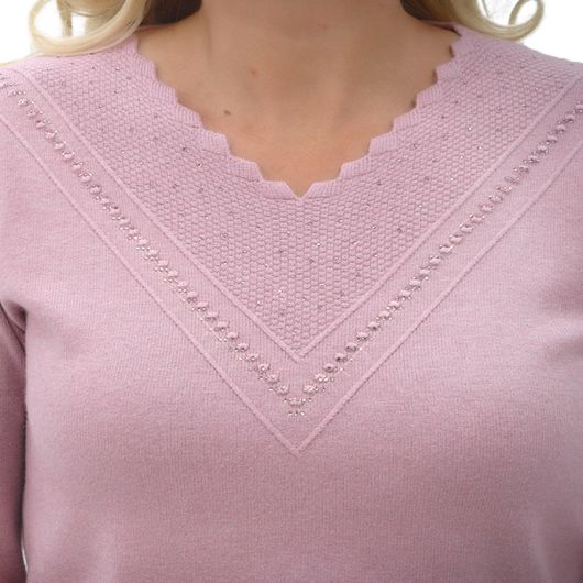 Колекція джемперів Марієль, темна пудра, трикутний виріз горловини, Колір: Темна пудра, Дизайн: Трикутний виріз горловини, Розмір: 54, зображення 2