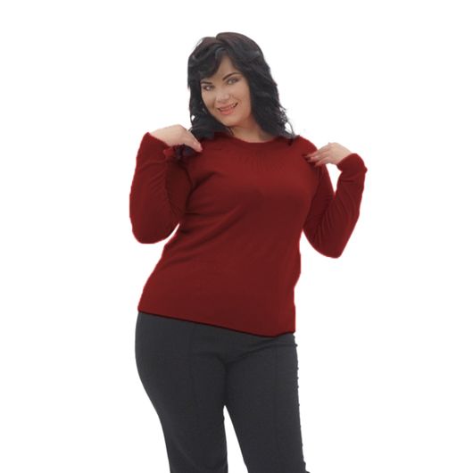 Коллекция джемперов Мариель, бордовый, круглый вырез горловины, Цвет: Бордовый , Дизайн: Круглый вырез горловины , Размер: 54