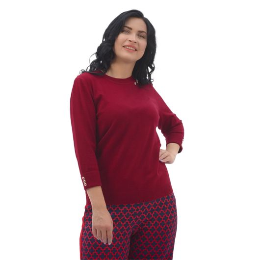 Колекція джемперів Марієль, бордовий, рукав 3/4, Колір: Бордовий, Дизайн: Рукав 3/4, Розмір: 58