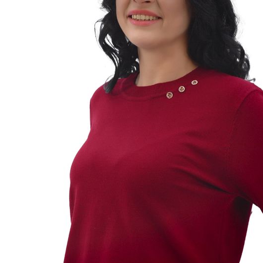 Коллекция джемперов Мариель, бордовый, рукав 3/4, Цвет: Бордовый , Дизайн: Рукав 3/4, Размер: 54, изображение 2