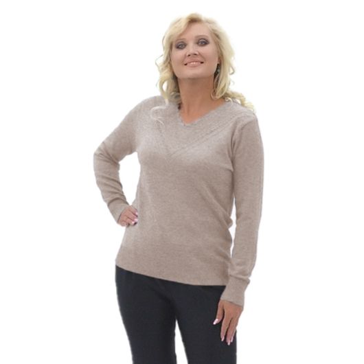 Коллекция джемперов Мариель, кофейный, треугольный вырез горловины, Цвет: Кофейный , Дизайн: Треугольный вырез горловины , Размер: 50