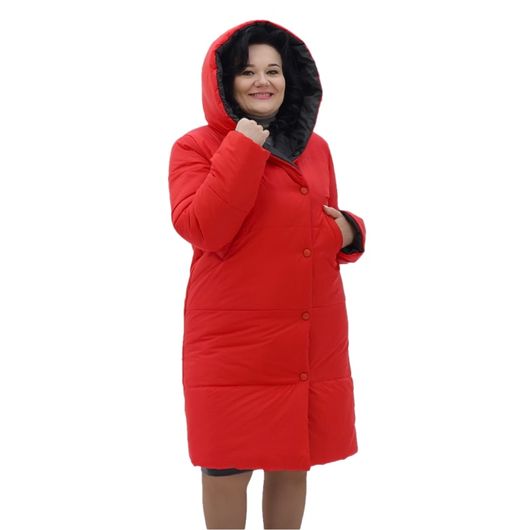 Пальто Натина, черно-красное, Цвет: Черно-красный , Размер: 58