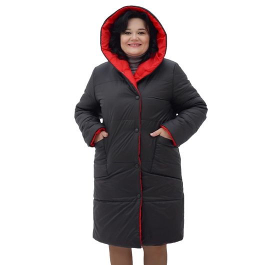 Пальто Натіна, чорно-червоне, Колір: Чорно-червоний, Розмір: 56, зображення 10