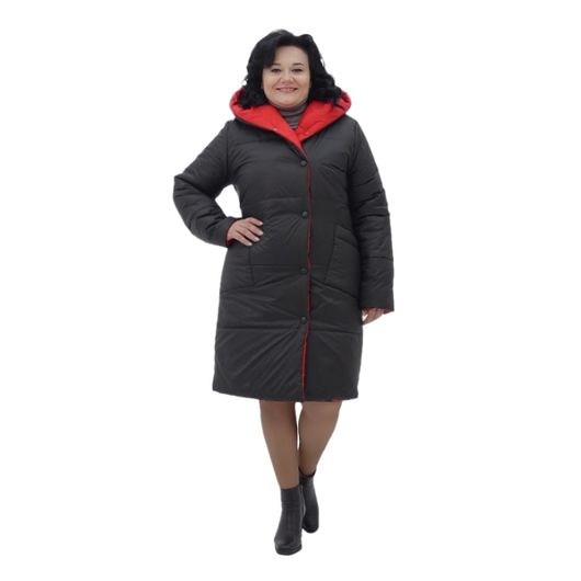 Пальто Натина, черно-красное, Цвет: Черно-красный , Размер: 54, изображение 2