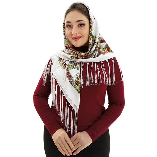 Хустка Мальва, біла, Колір: Білий