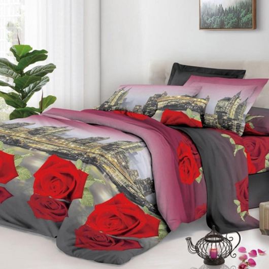 Комплект постельного белья Мирабелла Розы Люкс, Колір комплекту: Троянди Люкс, Розмір: сімейний, Розмір наволочки: 50*70
