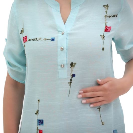 Блуза Гарсия, орнамент, пудровая, Цвет: Пудровый , Дизайн: Орнамент , Размер: 46, изображение 9