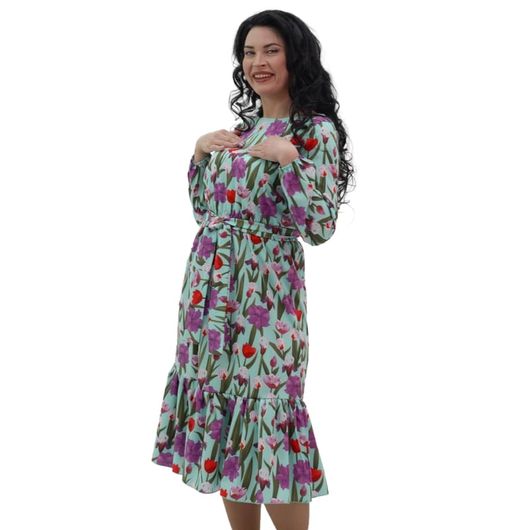 Платье Цветочное, светло-зеленое, Цвет: Светло-зеленый , Размер: XL, изображение 2