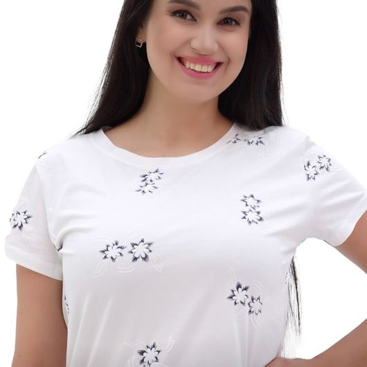 Коллекция футболок Афина, цветочная, молочная, Цвет: Молочный , Дизайн: Цветочный , Размер: XL-2XL