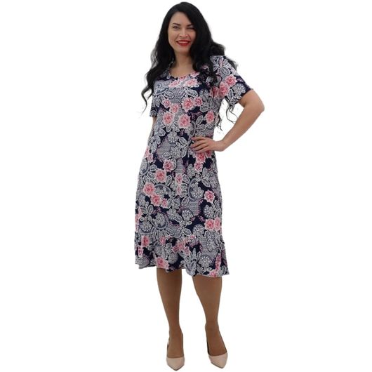 Сукня Романтик, темно-синя з шифоновим воланом, Колір: Темно-синій із шифоновим воланом, Розмір: 58