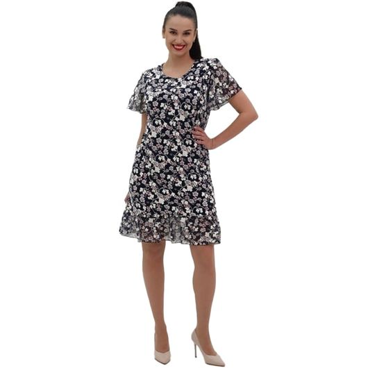 Сукня Романтик, темно-синя з шифоновим воланом, Колір: Темно-синій із шифоновим воланом, Розмір: 56, зображення 2