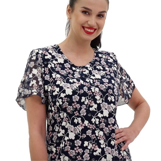 Сукня Романтик, темно-синя з шифоновим воланом, Колір: Темно-синій із шифоновим воланом, Розмір: 56, зображення 6