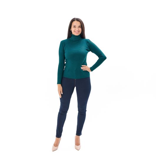 Гольф Сюзанна, відкладний комір, темно-зелений, Колір: Темно-зелений, Розмір: 46-52, зображення 4