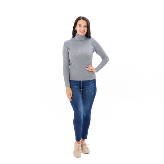 Гольф Сюзанна, відкладний комір, сірий, Колір: Сірий, Розмір: 46-52, зображення 2