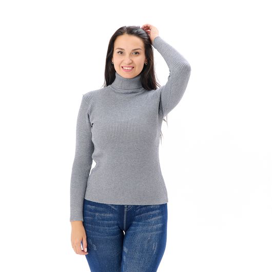 Гольф Сюзанна, відкладний комір, сірий, Колір: Сірий, Розмір: 46-52