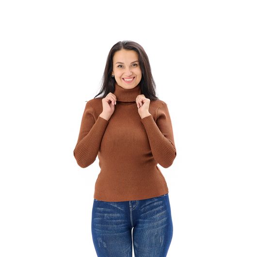 Гольф Сюзанна, откладной воротник, коричневый, Цвет: Коричневый, Размер: 46-52, изображение 6