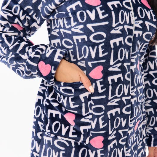 Халат Сусанна, на молнии, синий (надписи), Цвет: Синий (надписи), Дизайн: На молнии , Размер: 52-54, изображение 2