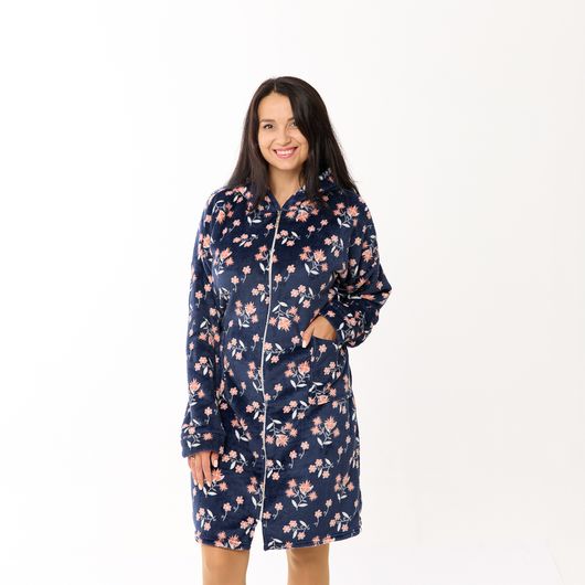 Халат Сусанна, на молнии, синий (цветы), Цвет: Синий (цветы), Дизайн: На молнии , Размер: 52-54, изображение 2
