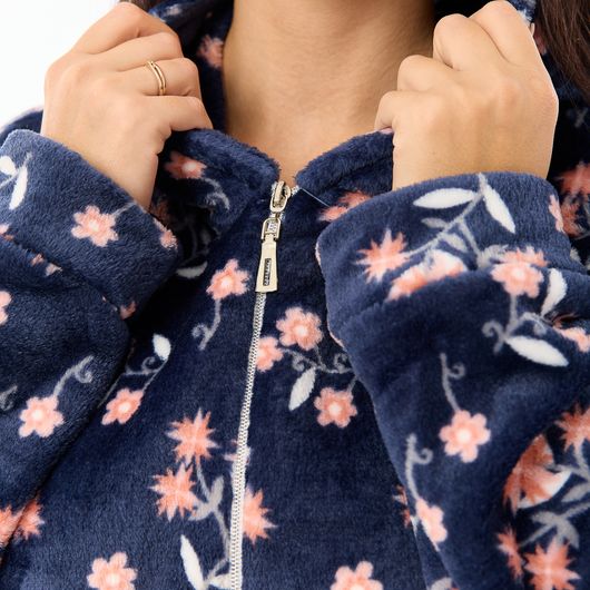 Халат Сусанна, на молнии, синий (цветы), Цвет: Синий (цветы), Дизайн: На молнии , Размер: 52-54, изображение 3