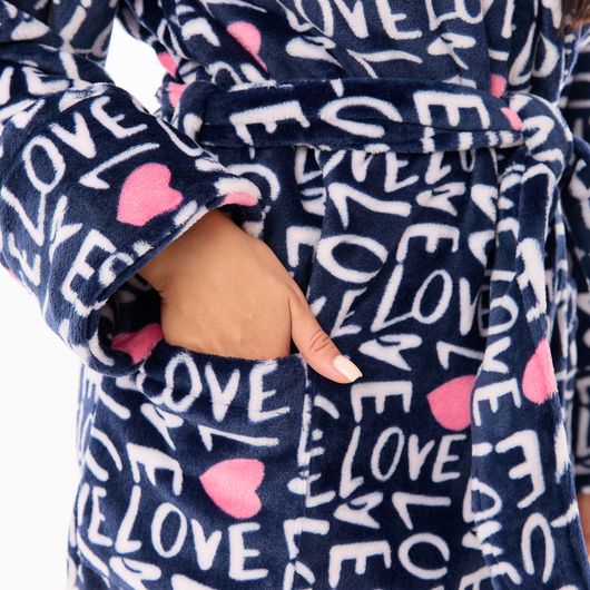 Халат Сусанна, на запах, синий (надписи), Цвет: Синий (надписи), Дизайн: На запах , Размер: 44-46, изображение 3