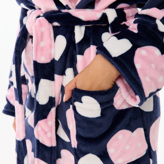 Халат Сусанна, на запах, синий (сердца), Цвет: Синий (сердца) , Дизайн: На запах , Размер: 48-50, изображение 3
