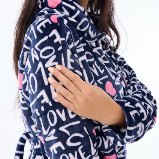 Халат Сусанна, на блискавці, синій (написи), Колір: Синій (написи), Дизайн: На блискавці, Розмір: 40-42, зображення 3