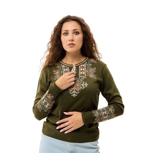 Кофта-вишиванка Мері, темно-зелена, Колір: Темно-зелений, Розмір: 60-64