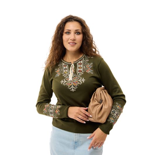 Кофта-вишиванка Мері, темно-зелена, Колір: Темно-зелений, Розмір: 42-48, зображення 2