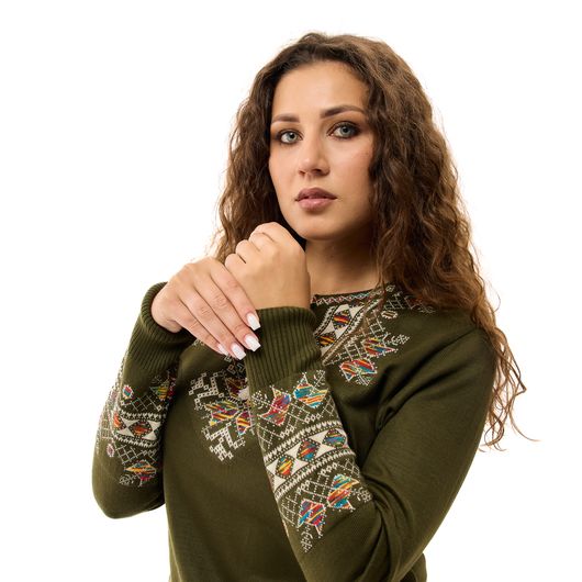 Кофта-вишиванка Мері, темно-зелена, Колір: Темно-зелений, Розмір: 60-64, зображення 4