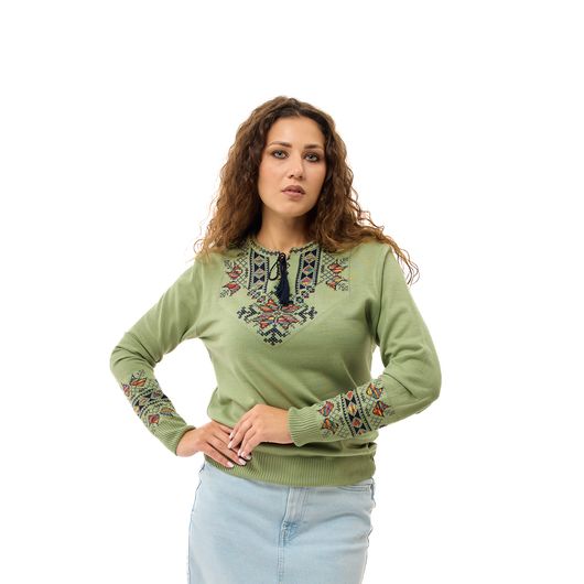 Кофта-вишиванка Мері, світло-зелена, Колір: Світло зелений, Розмір: 36-40