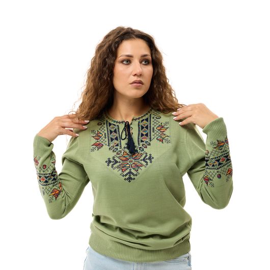 Кофта-вишиванка Мері, світло-зелена, Колір: Світло зелений, Розмір: 36-40, зображення 2