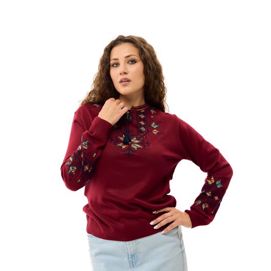 Кофта-вышиванка Мэри, бордовая, Цвет: Бордовый , Размер: 42-48, изображение 3